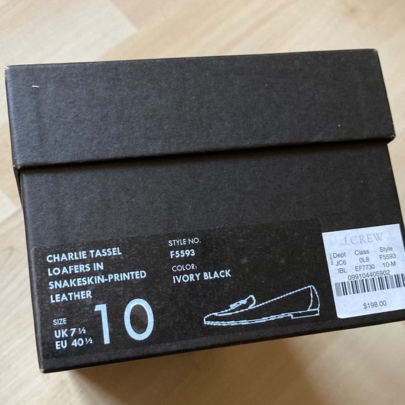 J. Crew Charlie Snakeskin Pattern Loafers - Black and Ivory Sz 10 - Picture 7 of 7